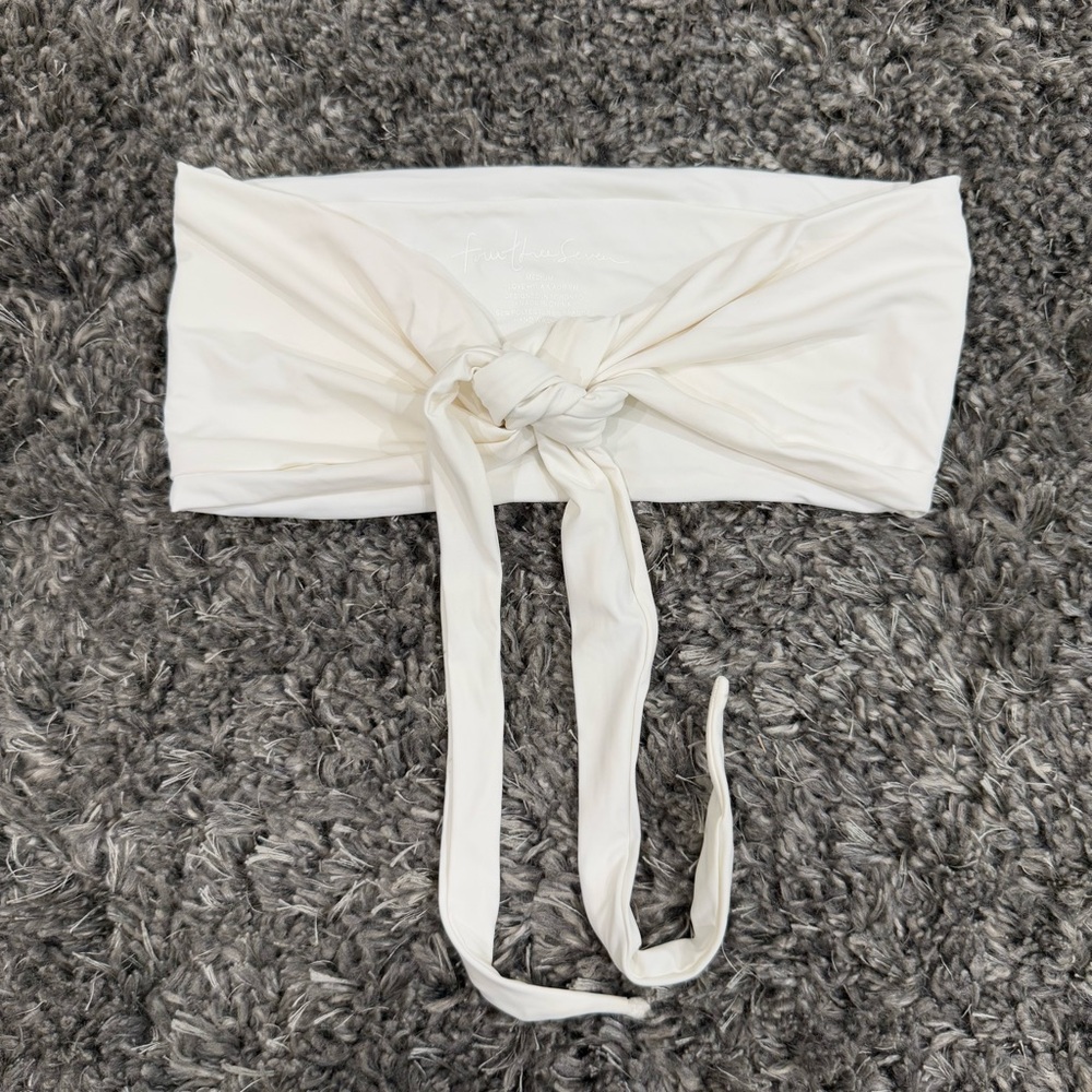 437 Four Three Seven Multi Way Strapless Bikini Top in White, Size M